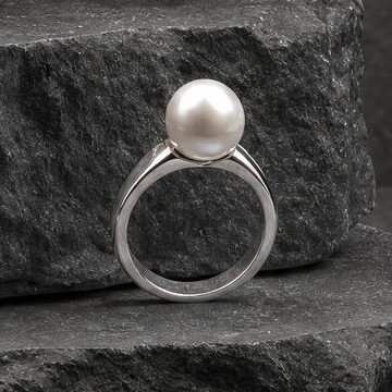 Handcrafted pearl solitaire ring. Price on enquiry.